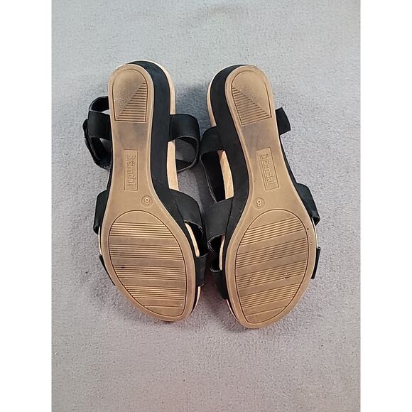 Bjorndal Darcy Black Leather Strappy Wedge Sandals 8M - Picture 6 of 9